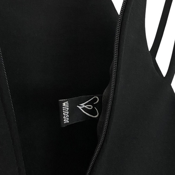 WINDSOR | Black Spaghetti Strap Asymmetrical Hem Mini Slim Bodycon Dress - Picture 12 of 14